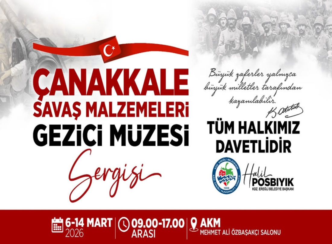 1915 Çanakkale Gezici Savaş Malzemeleri Müzesi Eserleri  Atatürk Kültür Merkezinde Sergilenecek