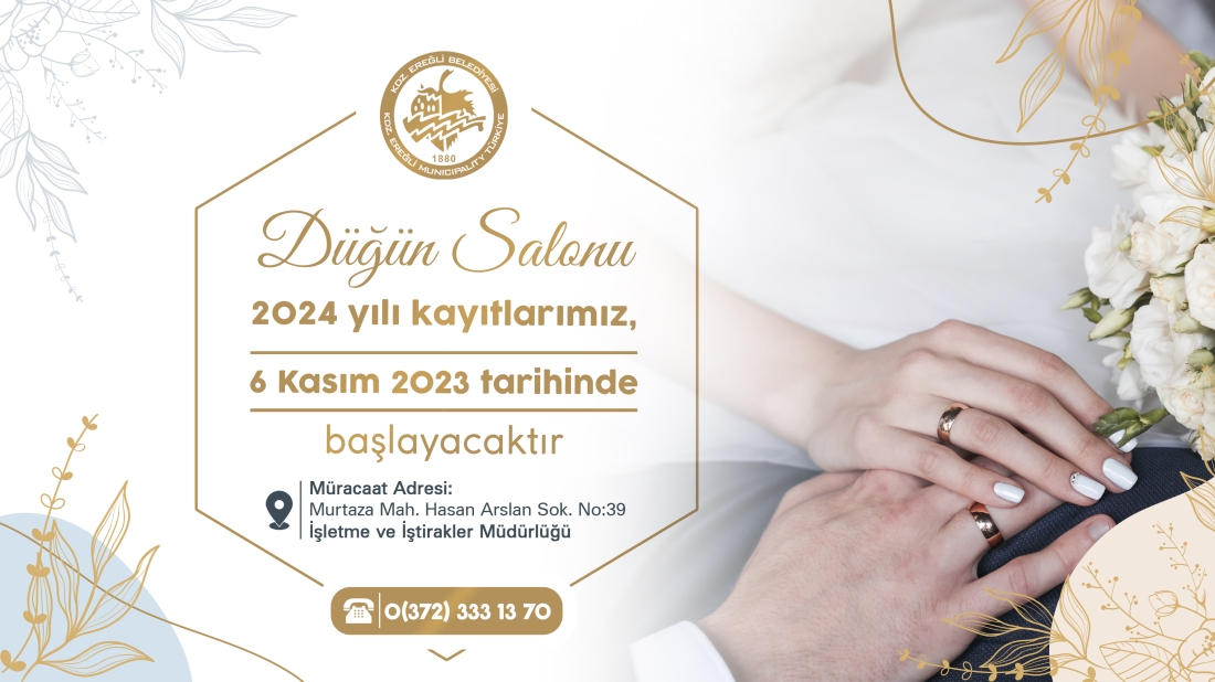 Kdz. Ereğli Belediyesi Düğün Salonu Kayıtları