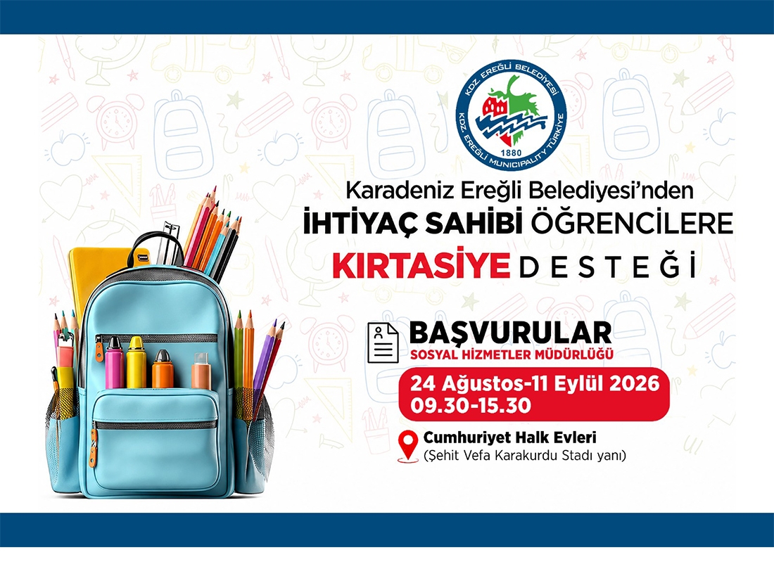 Kdz. Ereğli Belediyesi’nden Yeni Eğitim Öğretim Yılında Öğrencilere Kırtasiye Desteği