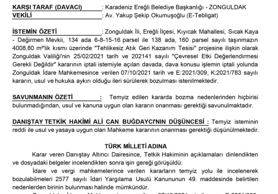 Başkan Posbıyık: Cüruf Tesisine Karşı Yasal Mücadelemizi Sürdürüyoruz